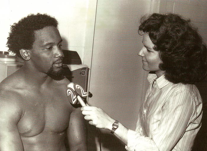 Anne Doyle interviewing Billy Sims